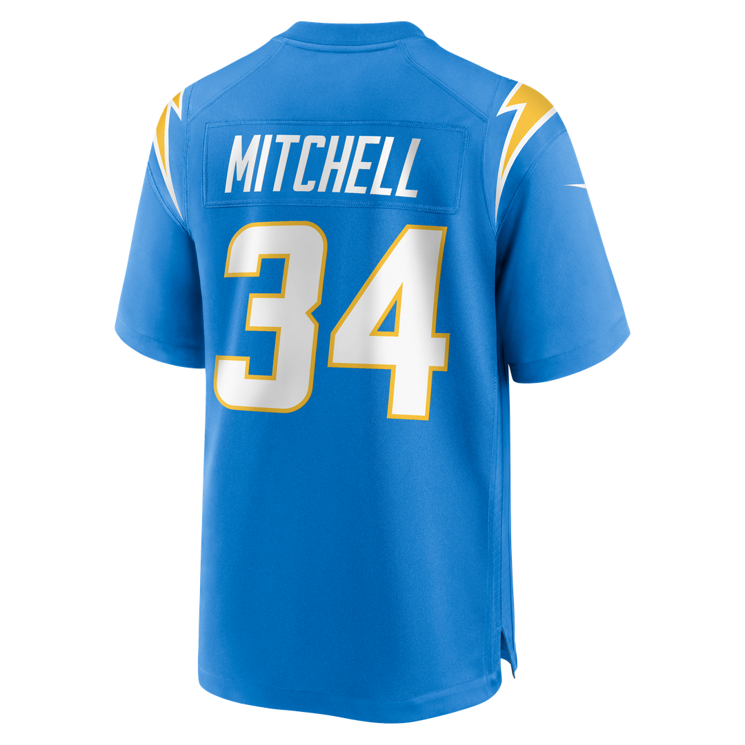 Los Angeles Chargers Keaton Mitchell Powder Blue Team Game Jersey product image 3, provided for visual reference and product