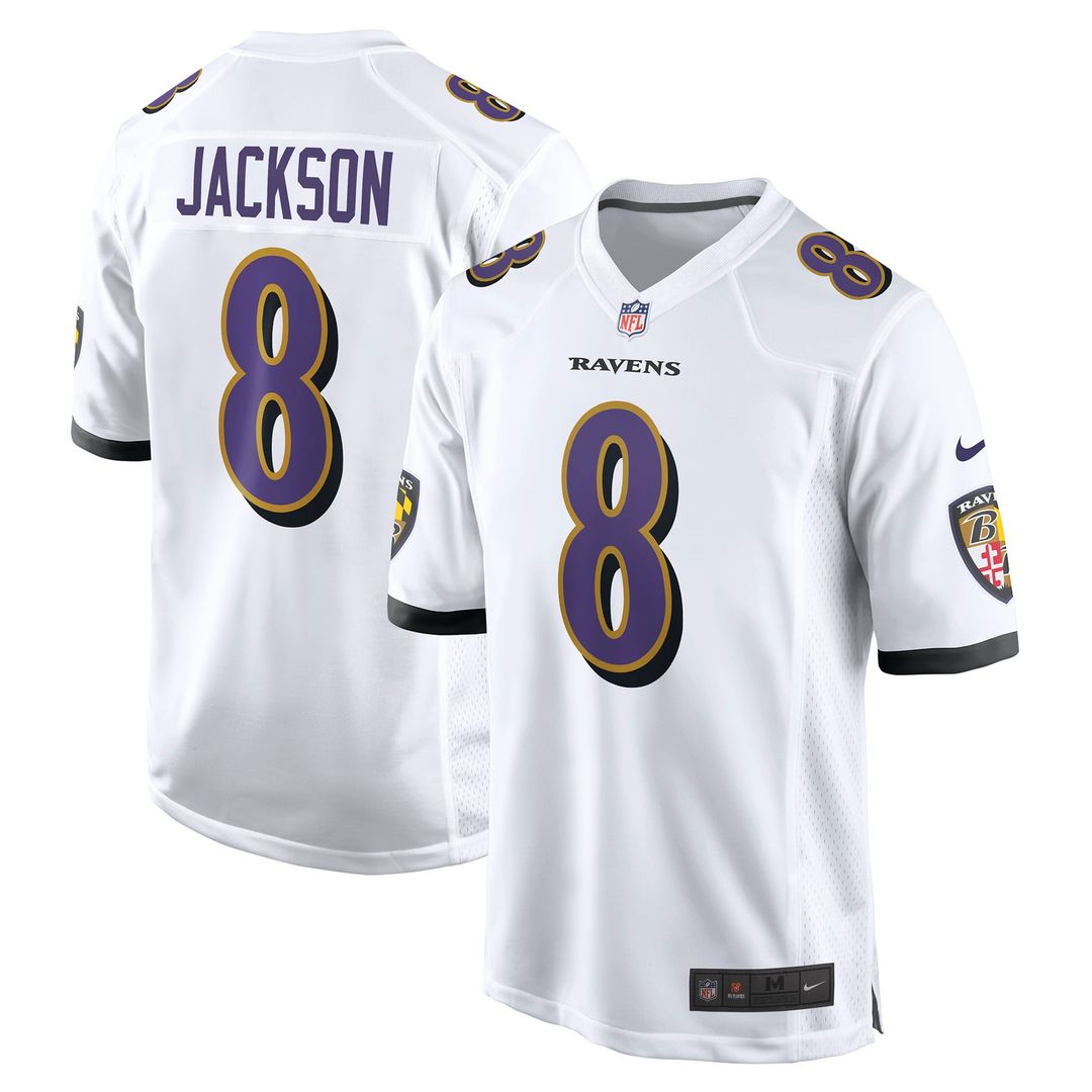 Baltimore Ravens Lamar Jackson White Game Jersey product image 4, provided for visual reference and product detail review
