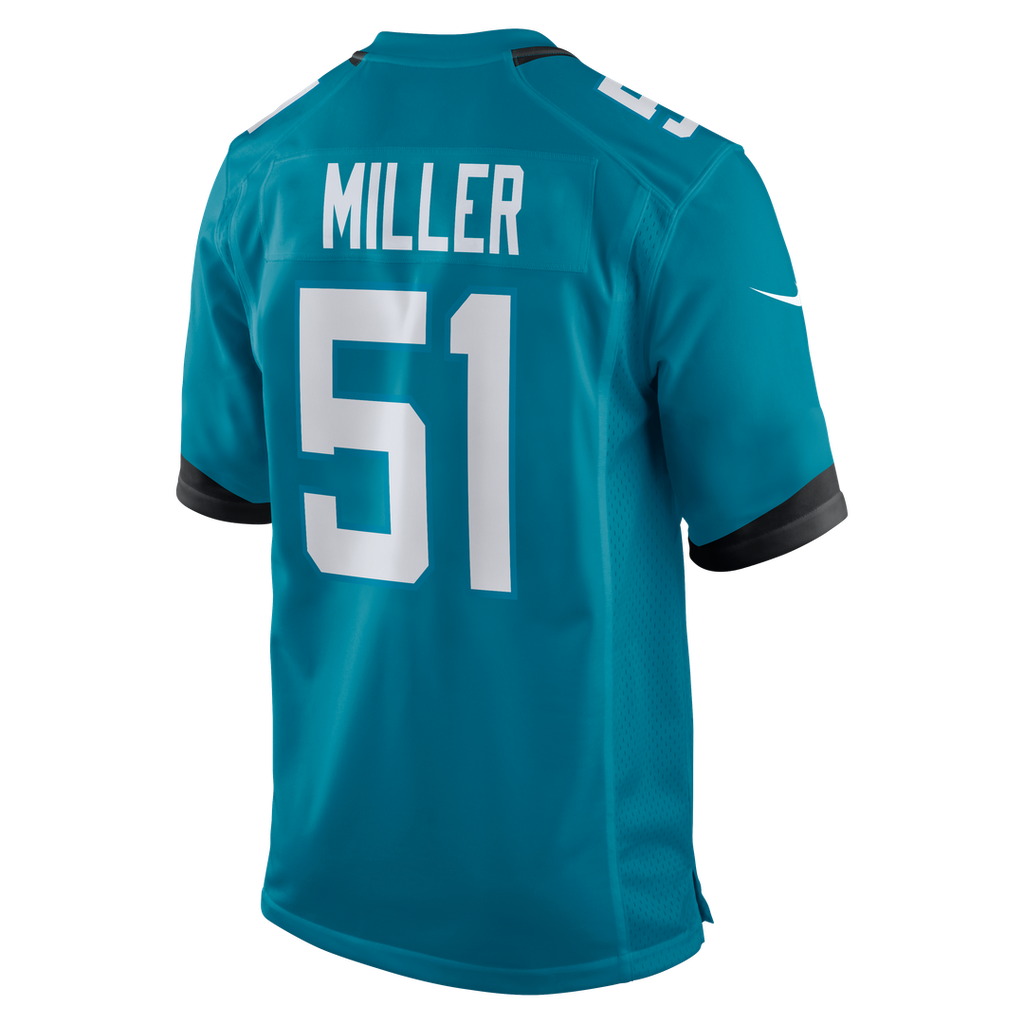Jacksonville Jaguars Ventrell Miller Teal Game Jersey product image 3, provided for visual reference and product detail