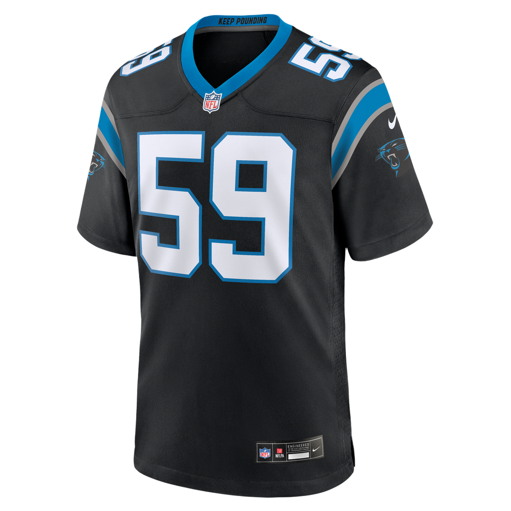 Carolina Panthers Luke Kuechly Black Team Game Jersey product image 2, provided for visual reference and product detail