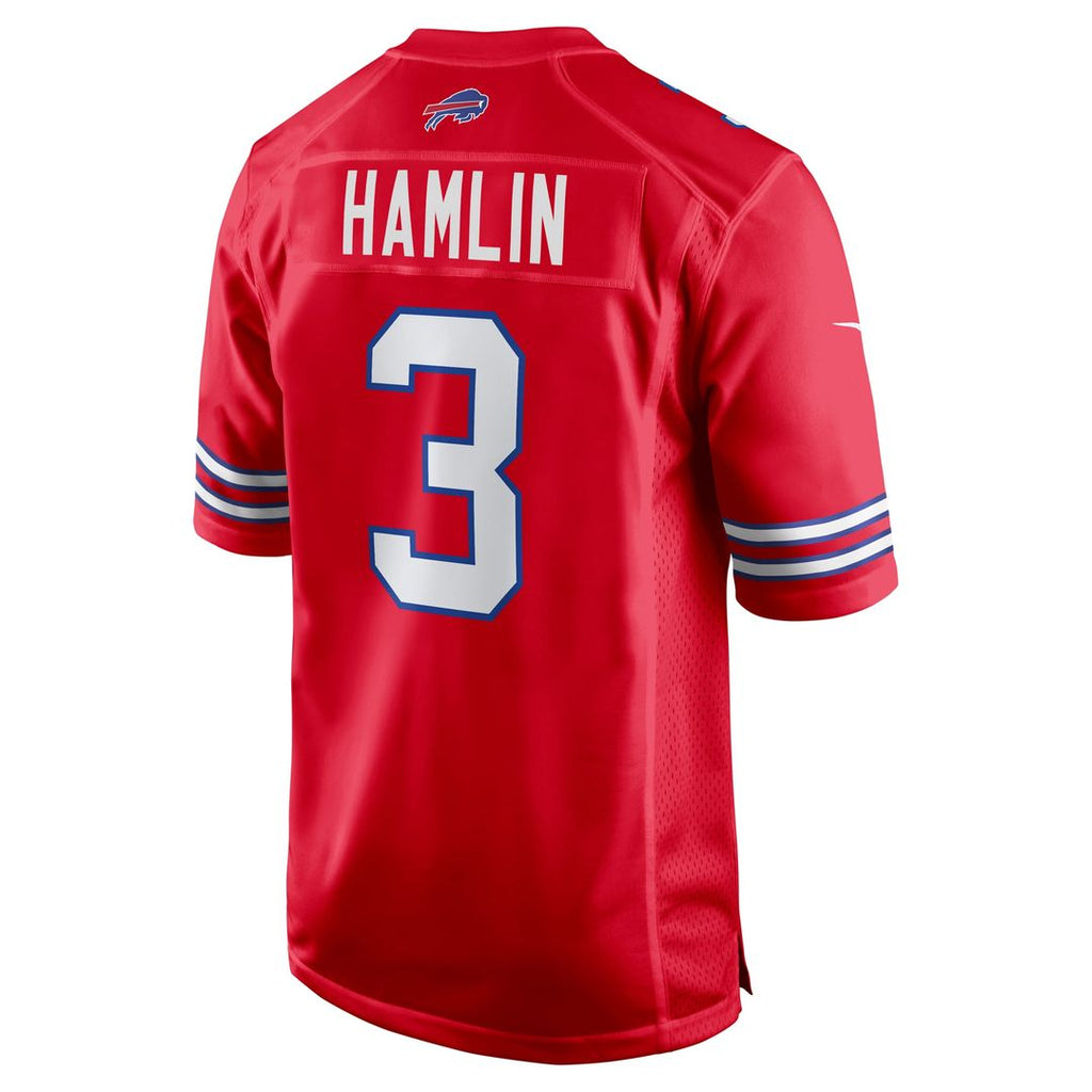 Buffalo Bills Damar Hamlin Red Alternate Game Jersey product image 3, provided for visual reference and product detail review