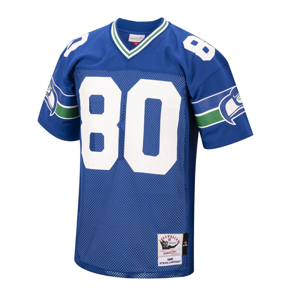 Seattle Seahawks 1985 Steve Largent Royal Authentic Throwback Retired Player Jersey product image 2, provided for visual