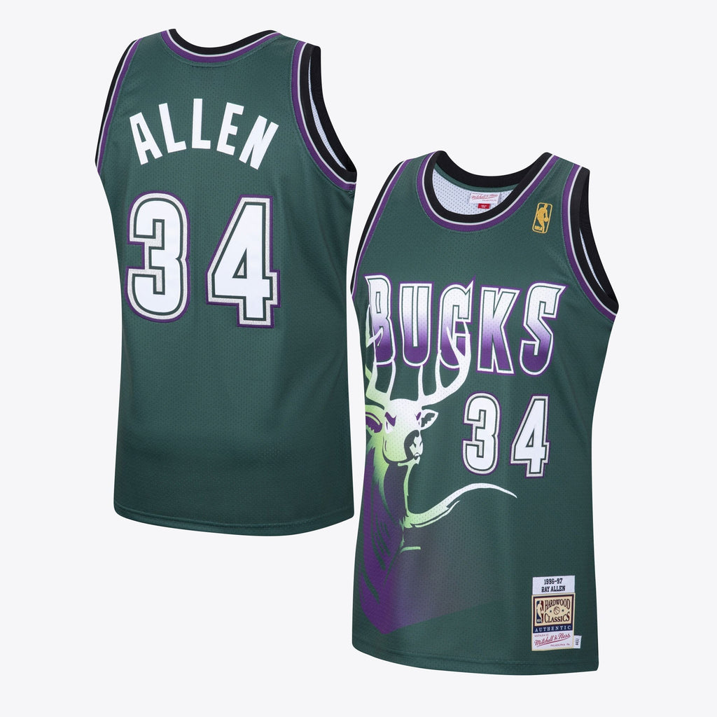 Ray Allen Milwaukee Bucks 1996 Hardwood Classics Alternate Swingman Jersey - Dark Green - Mens product image 1, provided for