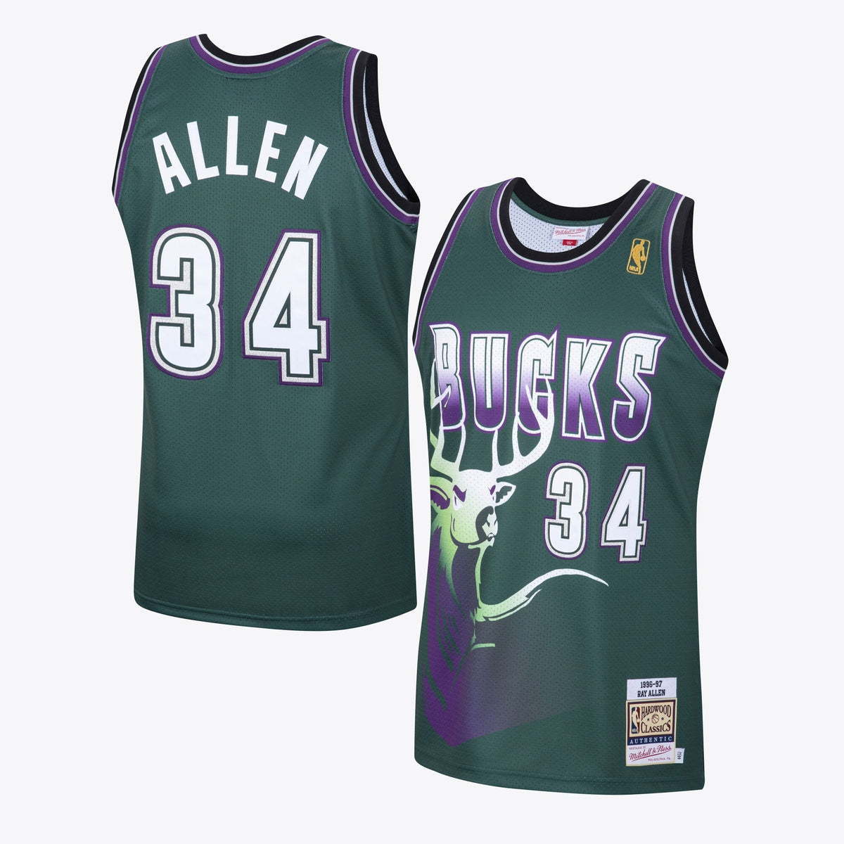 Ray Allen Milwaukee Bucks 1996 Hardwood Classics Alternate Swingman Jersey - Dark Green - Mens product image 1, provided for