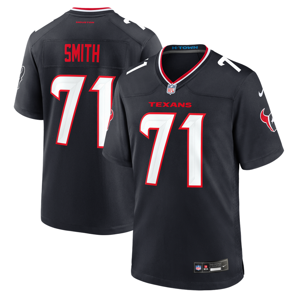 Houston Texans Braden Smith Navy Team Game Jersey product image 1, provided for visual reference and product detail review
