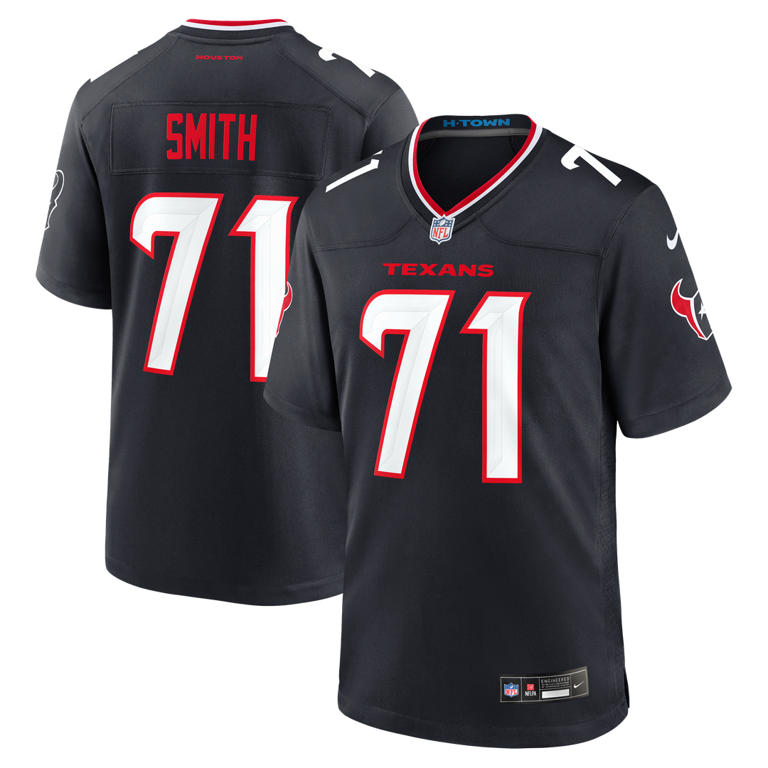 Houston Texans Braden Smith Navy Team Game Jersey product image 1, provided for visual reference and product detail review