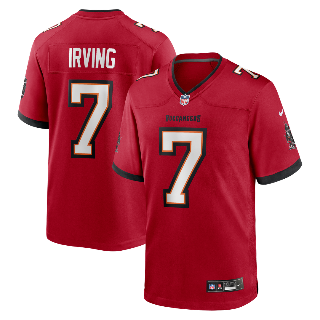 Tampa Bay Buccaneers Bucky Irving Red Game Jersey product image 1, provided for visual reference and product detail review
