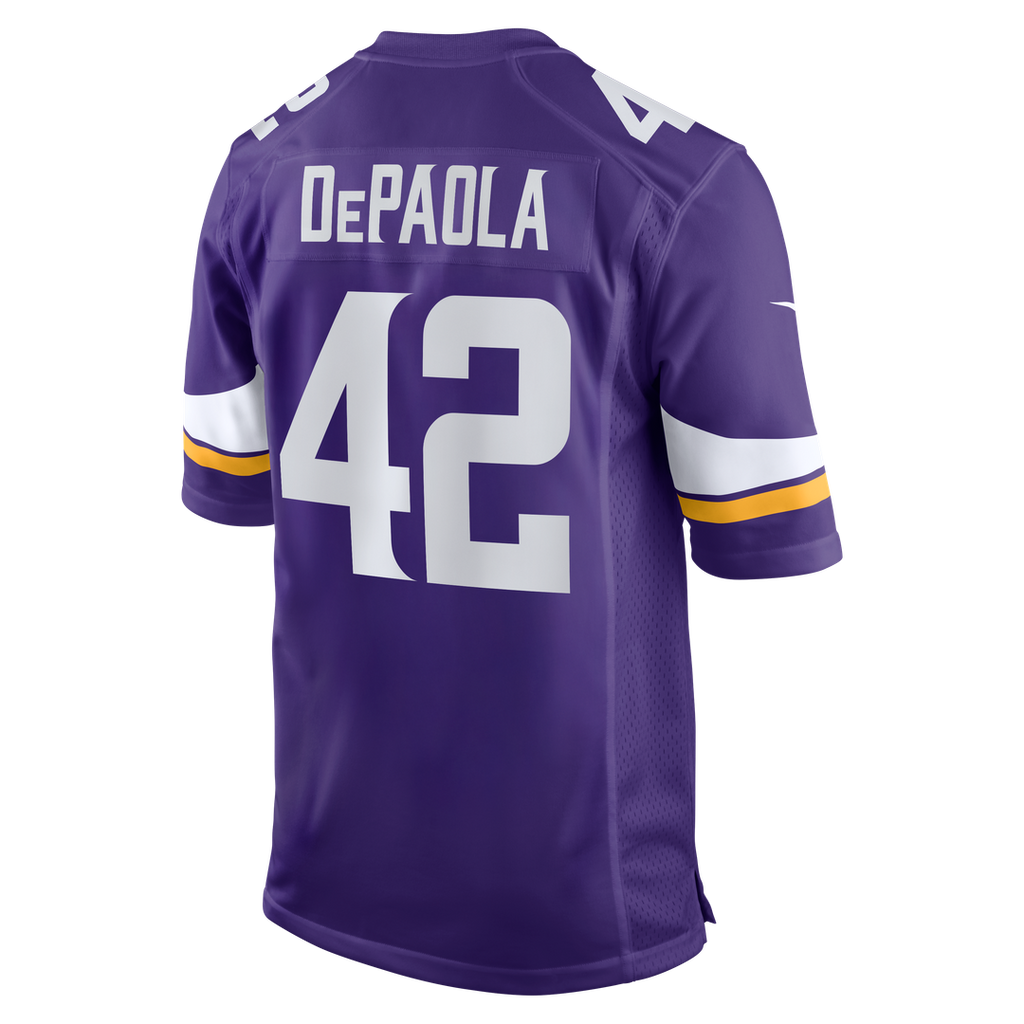 Minnesota Vikings Andrew DePaola Purple Game Jersey product image 3, provided for visual reference and product detail review