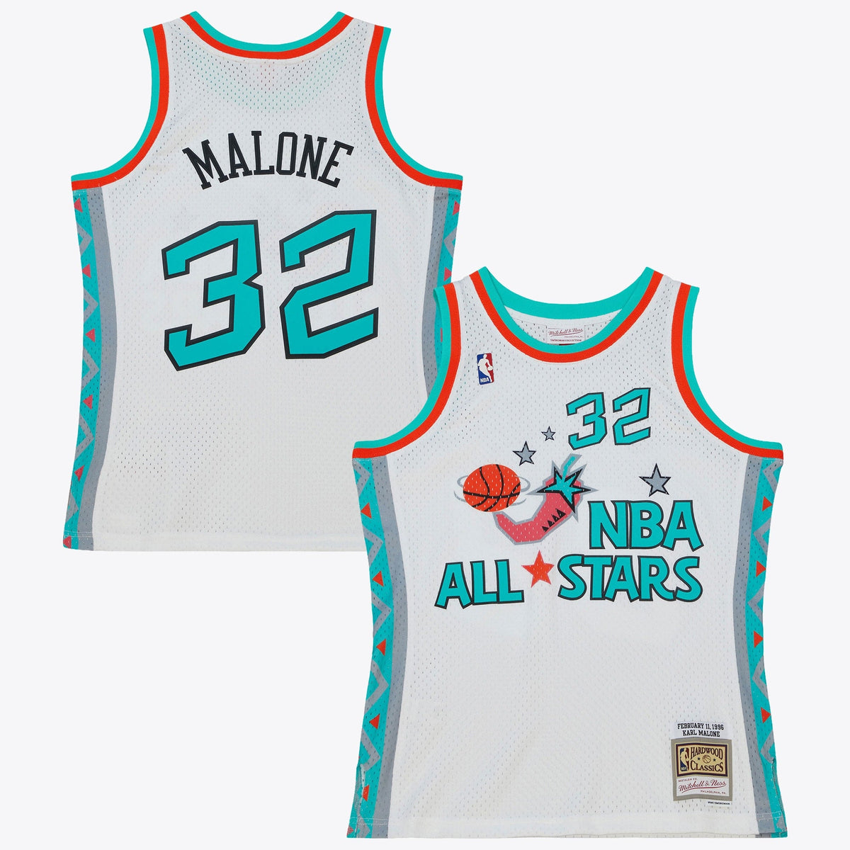 NBA Karl Malone 1996 All - Star Swingman Authentic Basketball Jersey - White product image 1, provided for visual reference
