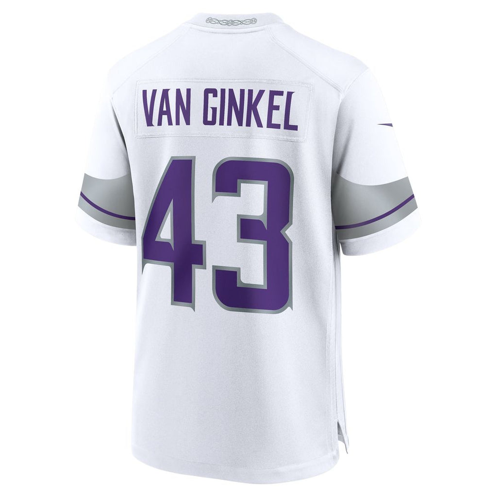 Minnesota Vikings Andrew Van Ginkel White Alternate Game Jersey product image 6, provided for visual reference and product