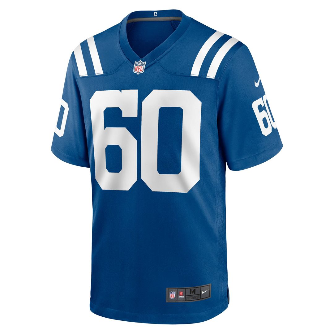 Indianapolis Colts Tanor Bortolini Royal Game Jersey product image 2, provided for visual reference and product detail review