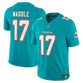 Miami Dolphins Jaylen Waddle Aqua Team Vapor F.U.S.E. Stitched Limited Jersey product image 1, provided for visual reference