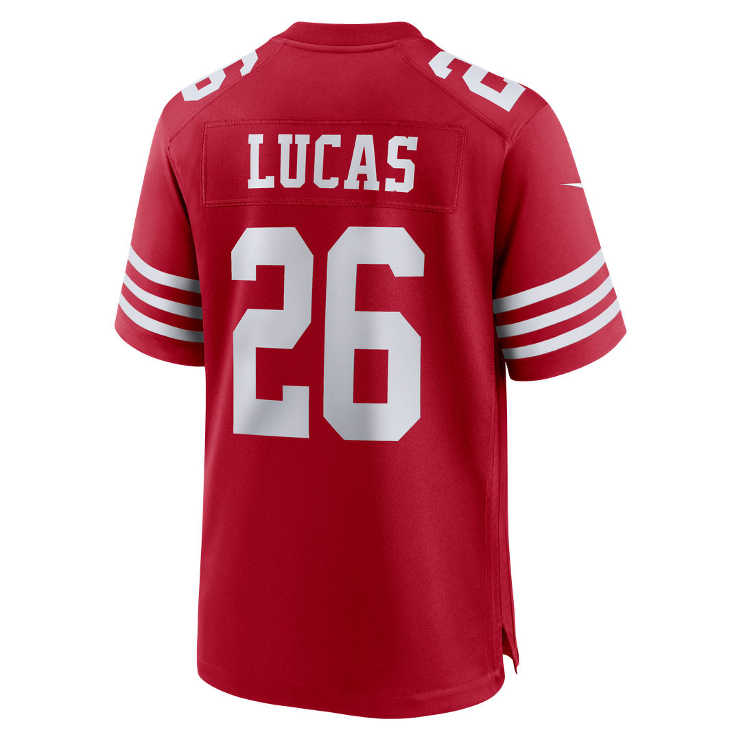 San Francisco 49ers Chase Lucas Scarlet Team Game Jersey product image 3, provided for visual reference and product detail