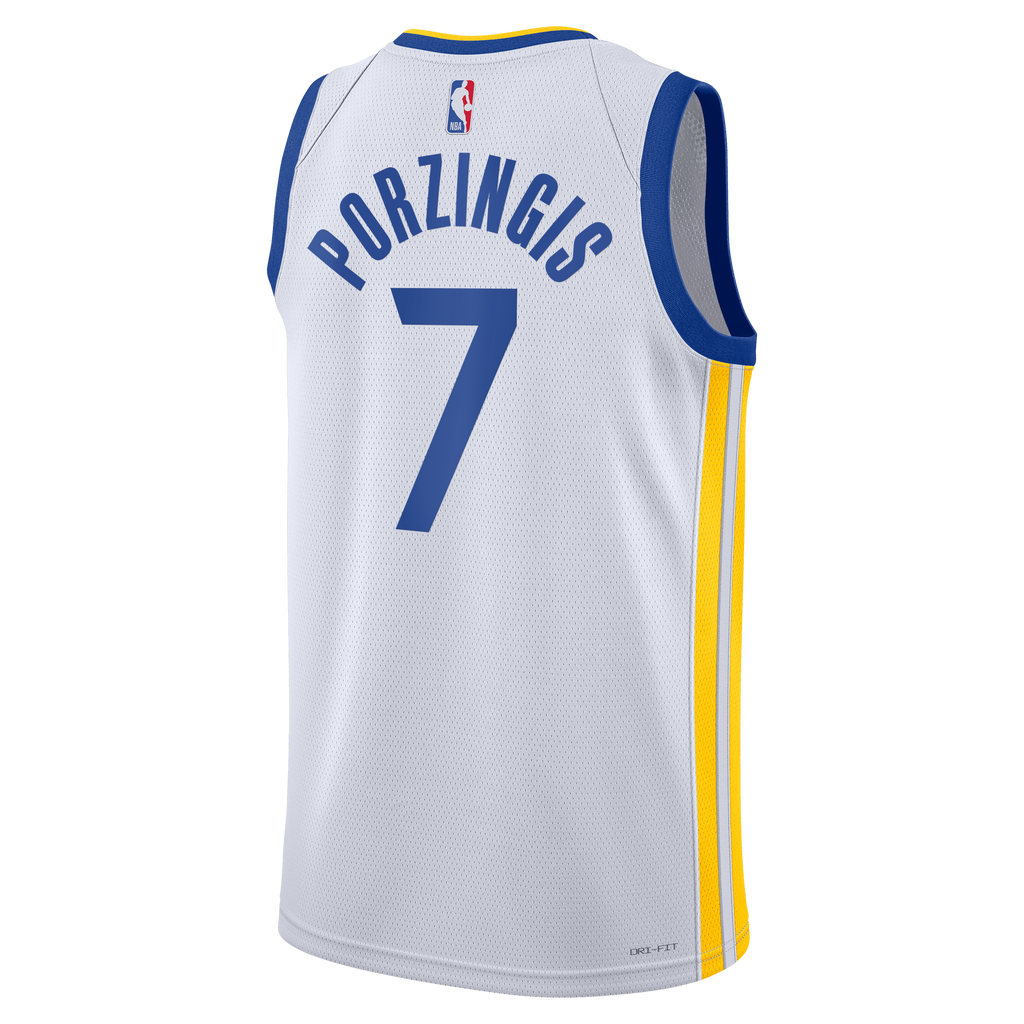 Kristaps Porziņģis Golden State Warriors Association Edition Swingman Jersey - White - Unisex product image 4, provided for
