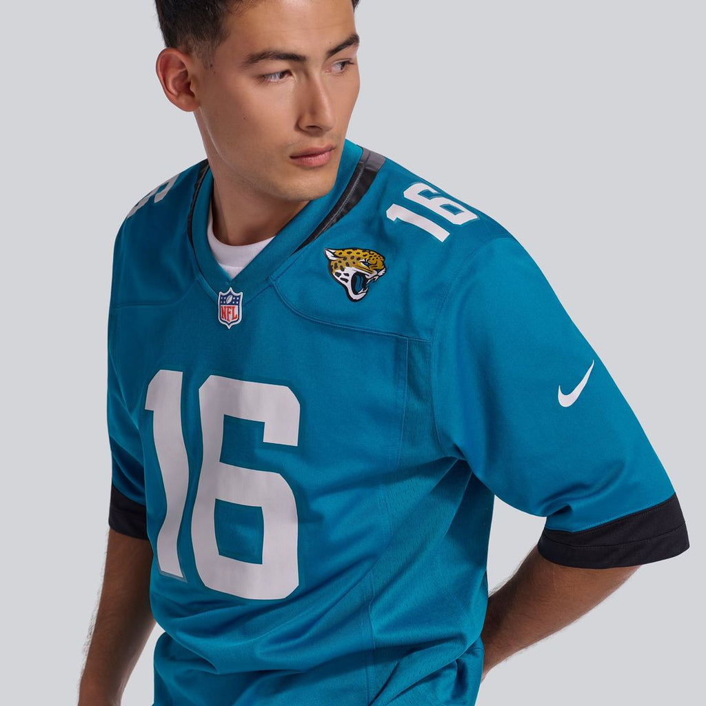 Jacksonville Jaguars Trevor Lawrence Teal Home Game Jersey product image 9, provided for visual reference and product detail