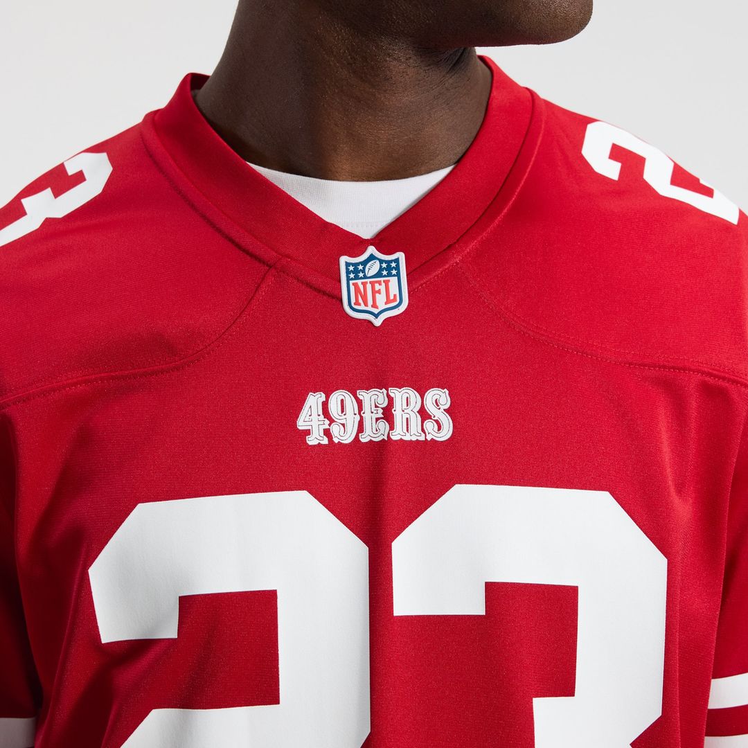 San Francisco 49ers Christian McCaffrey Scarlet Game Player Jersey product image 7, provided for visual reference and