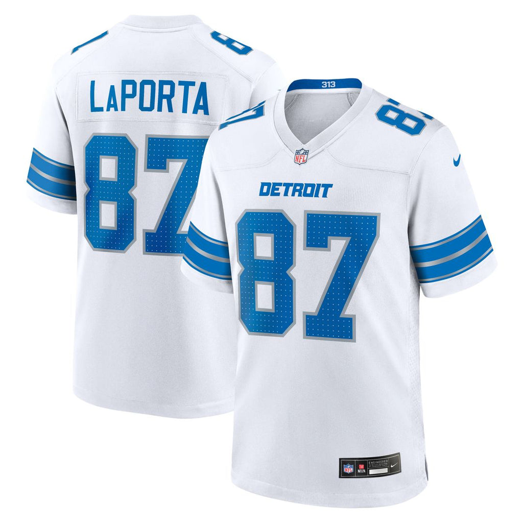 Detroit Lions Sam LaPorta White White Game Jersey product image 4, provided for visual reference and product detail review