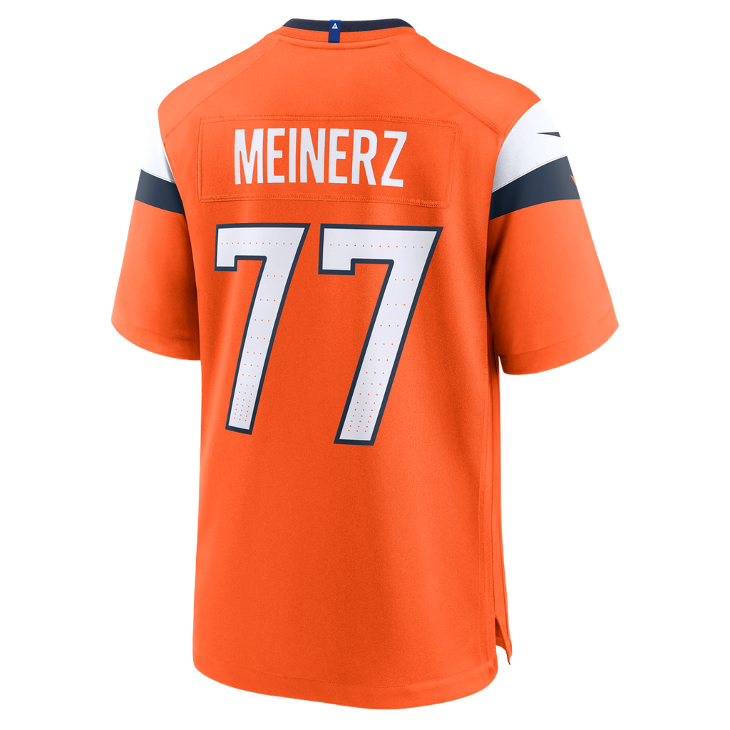 Denver Broncos Quinn Meinerz Orange Team Game Jersey product image 3, provided for visual reference and product detail review