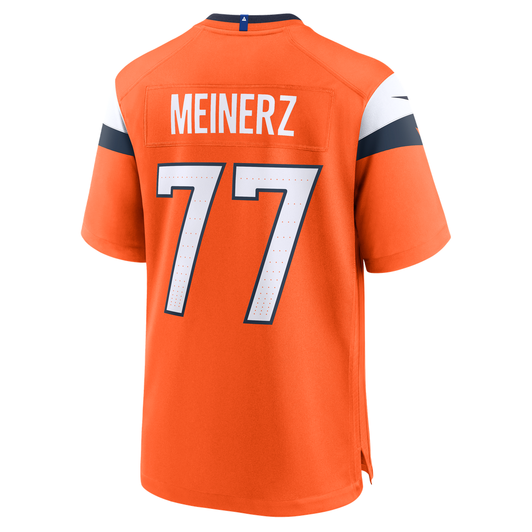 Denver Broncos Quinn Meinerz Orange Team Game Jersey product image 3, provided for visual reference and product detail review