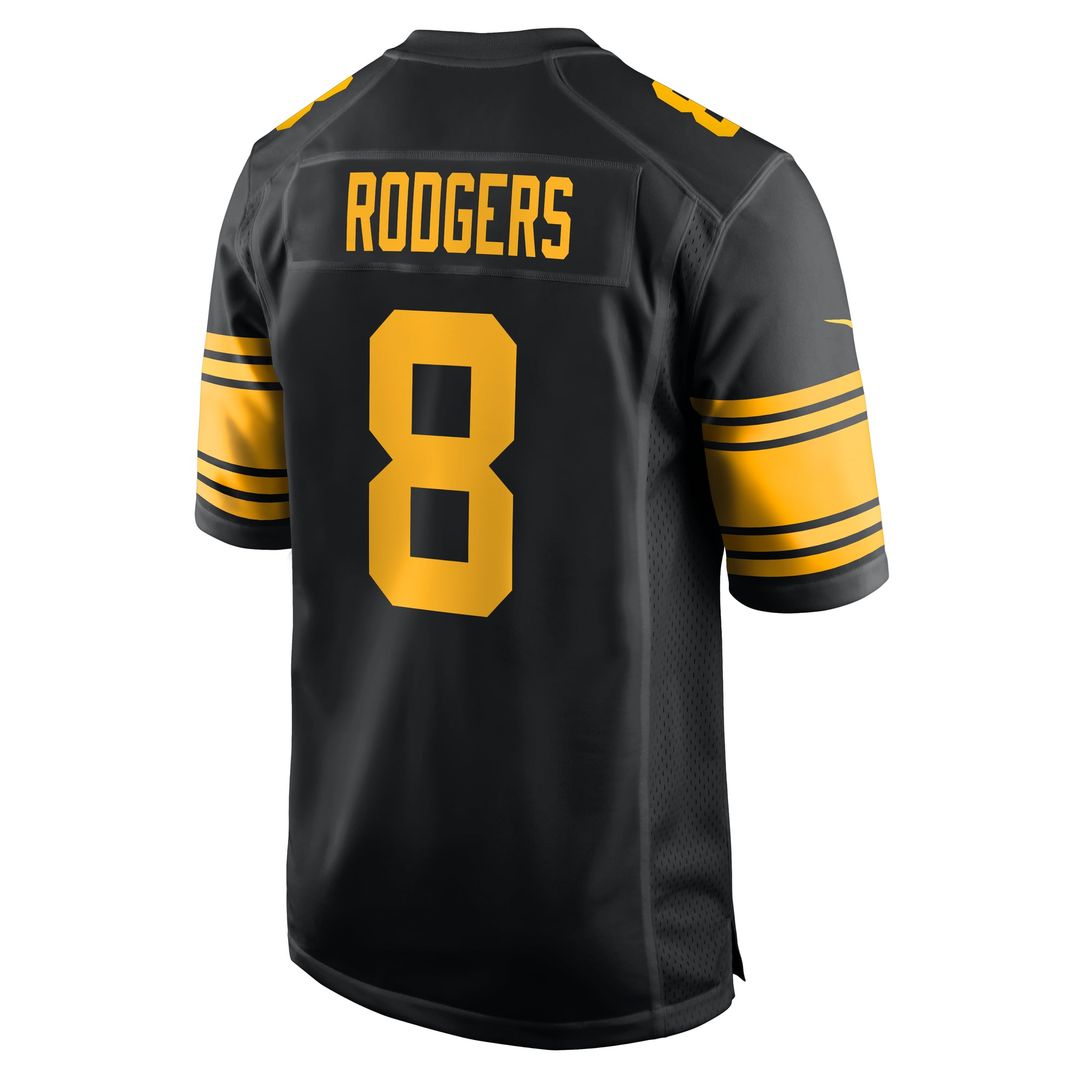 Pittsburgh Steelers Aaron Rodgers Black Alternate Game Jersey product image 3, provided for visual reference and product