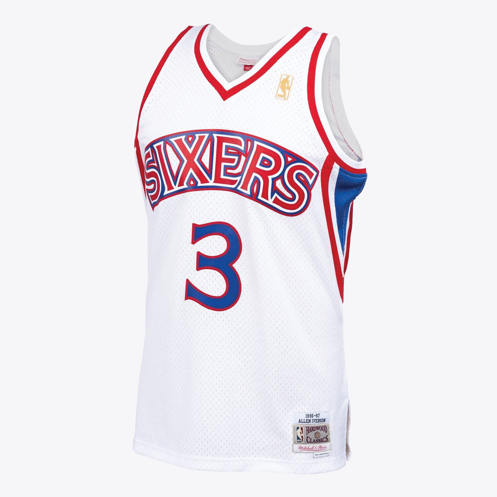 Allen Iverson Philadelphia 76ers 1996 Swingman Jersey - White - Mens product image 1, provided for visual reference and
