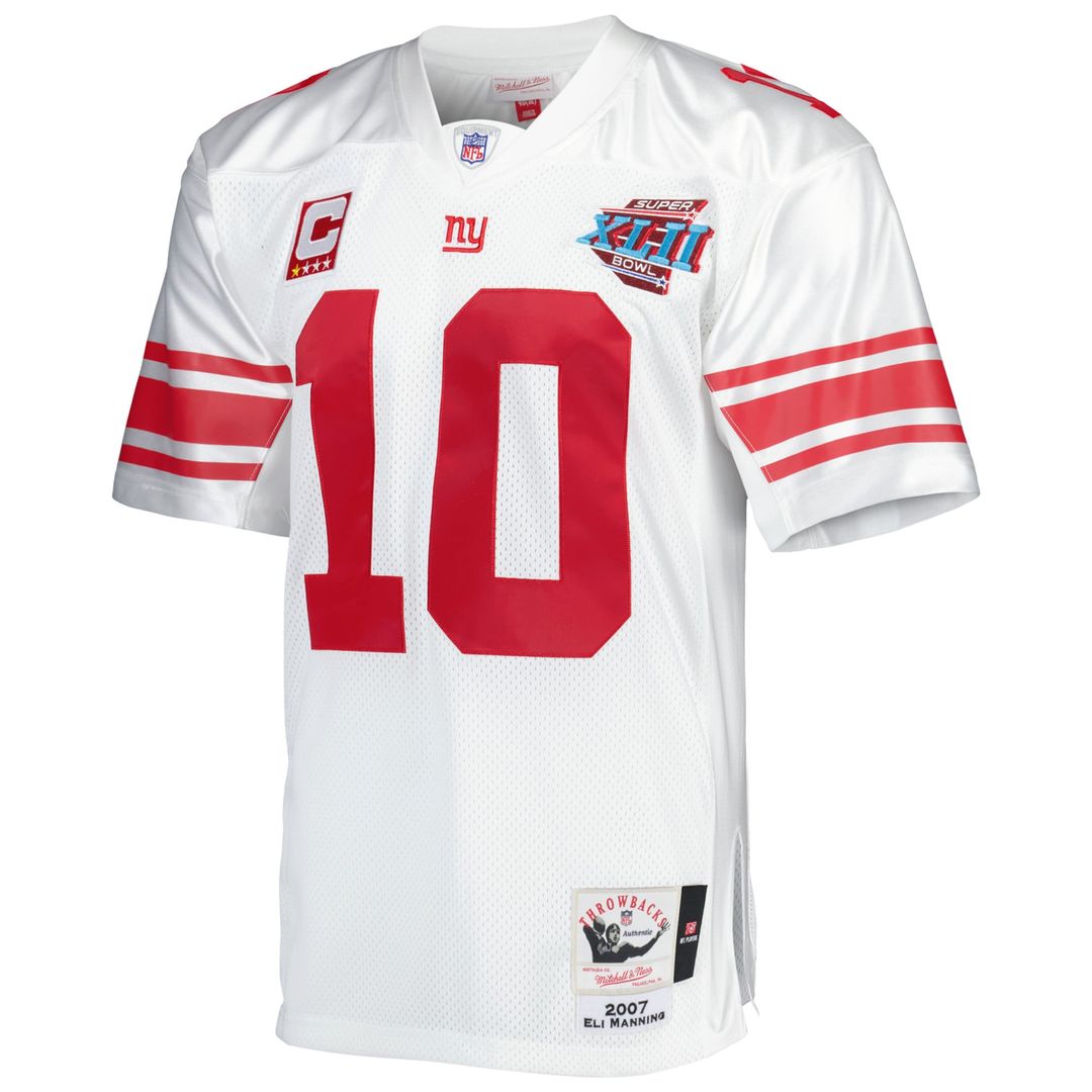 New York Giants 2007 Eli Manning White Authentic Throwback Retired Player Jersey product image 2, provided for visual