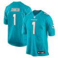 Miami Dolphins Chris Johnson Aqua Team Game Jersey product image 1, provided for visual reference and product detail review