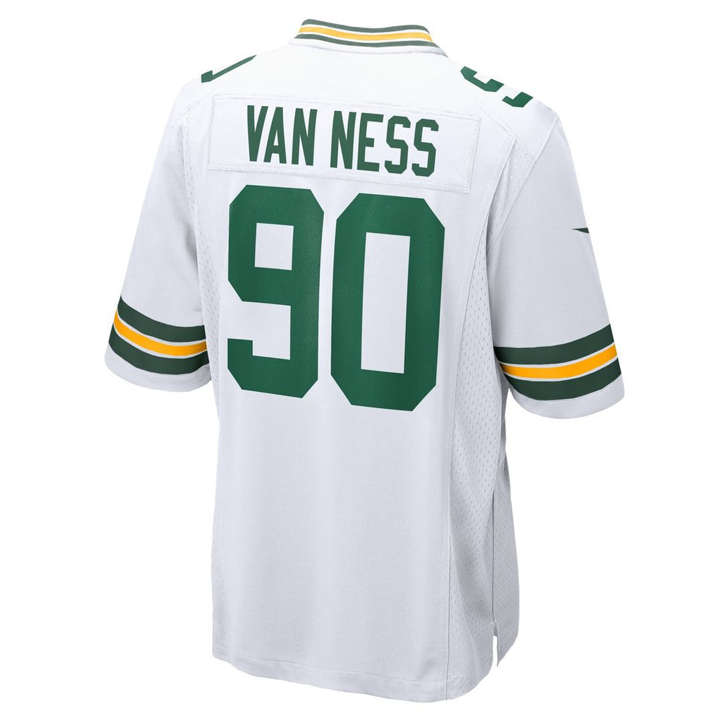Green Bay Packers Lukas Van Ness White Game Jersey product image 3, provided for visual reference and product detail review