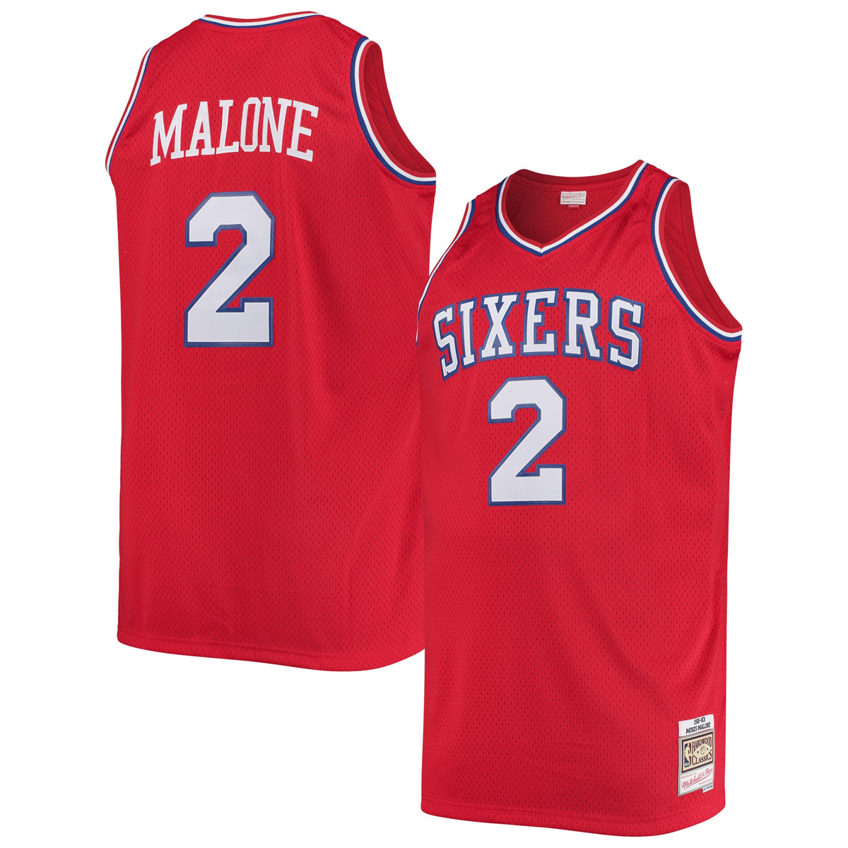 Philadelphia 76ers Moses Malone Mitchell & Ness Red 1982/83 Big & Tall Hardwood Classics Swingman Jersey for Men product
