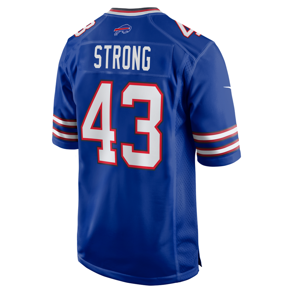Buffalo Bills Dorian Strong Royal Team Game Jersey product image 3, provided for visual reference and product detail review