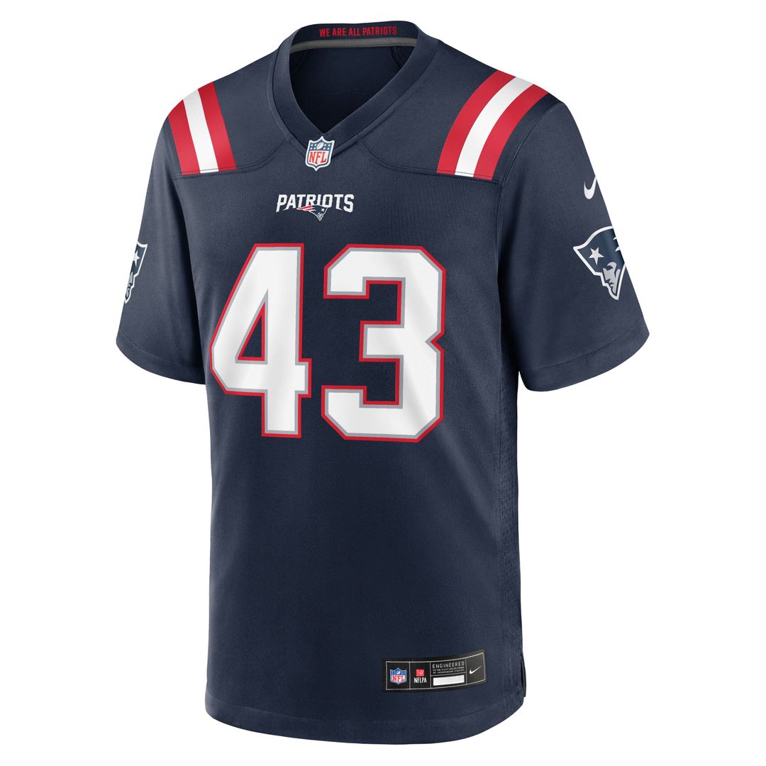 New England Patriots Bradyn Swinson Navy Team Game Jersey product image 4, provided for visual reference and product detail