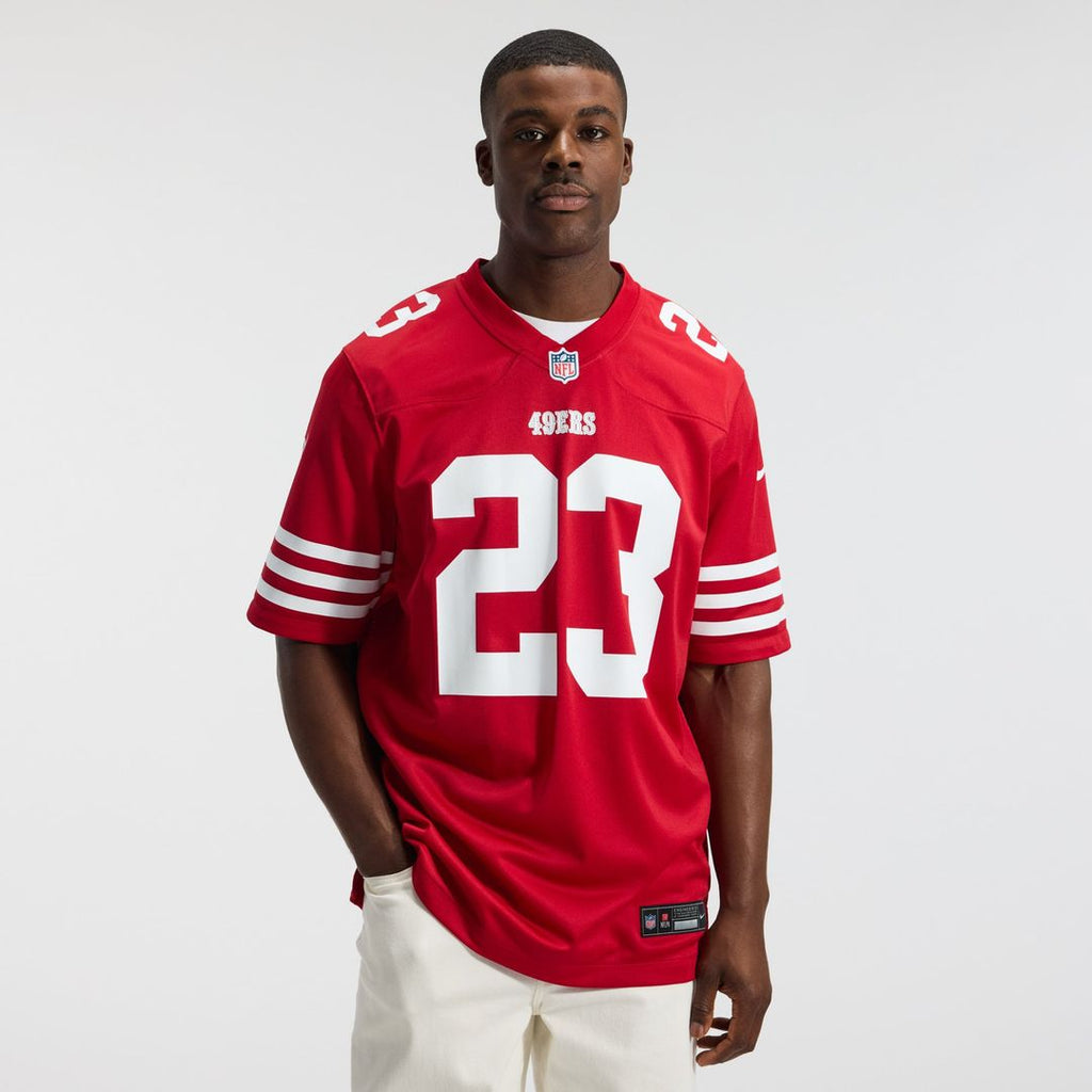 San Francisco 49ers Christian McCaffrey Scarlet Game Player Jersey product image 2, provided for visual reference and