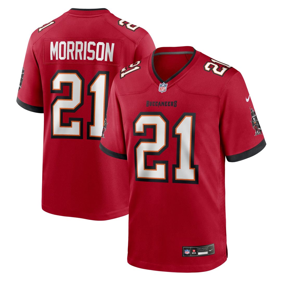 Tampa Bay Buccaneers Benjamin Morrison Red Team Game Jersey product image 1, provided for visual reference and product