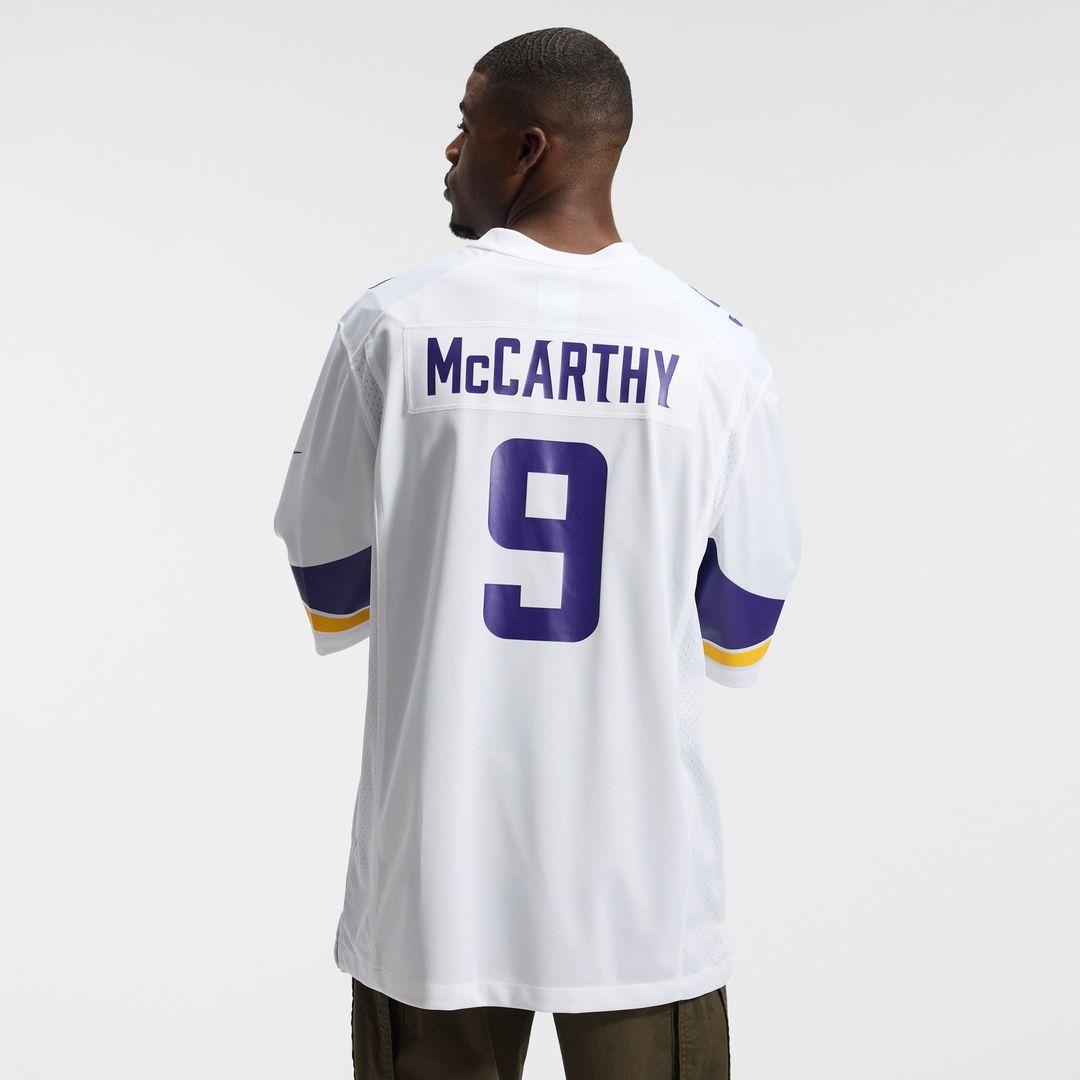 Minnesota Vikings J.J. McCarthy White Game Jersey product image 3, provided for visual reference and product detail review