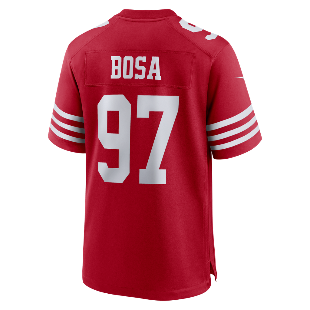 San Francisco 49ers Nick Bosa Scarlet 80th Anniversary Game Jersey product image 7, provided for visual reference and