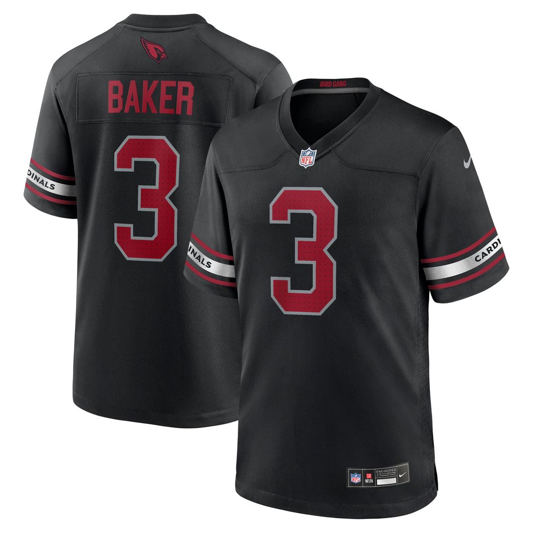 Arizona Cardinals Budda Baker Black Game Jersey product image 1, provided for visual reference and product detail review