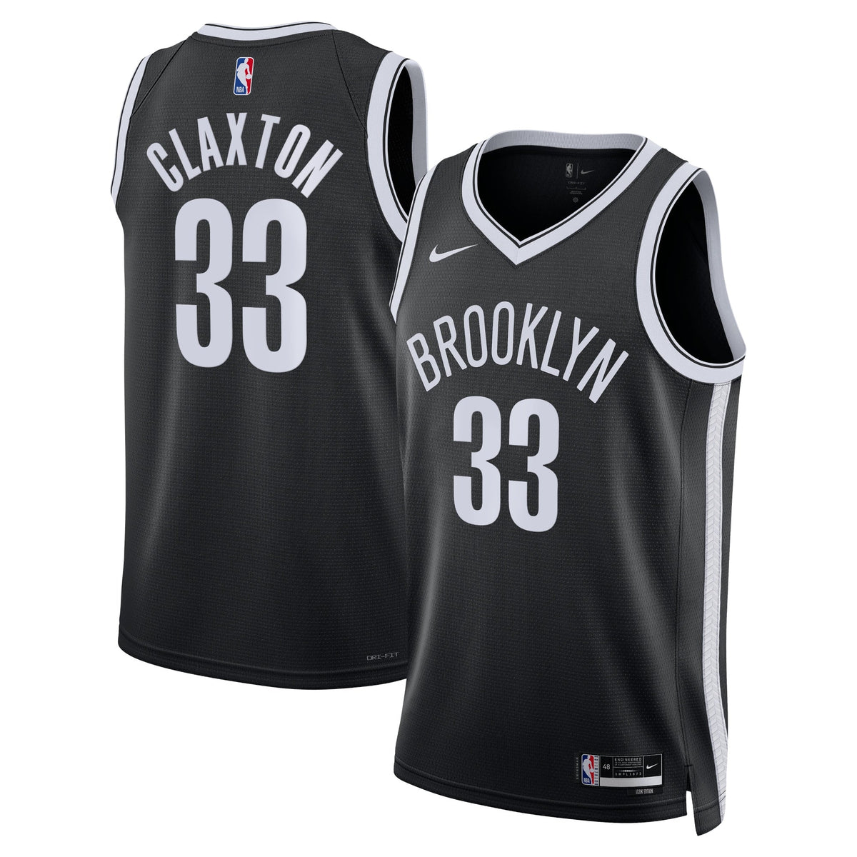 Nic Claxton Brooklyn Nets Icon Edition Swingman Jersey - Black - Unisex product image 1, provided for visual reference and