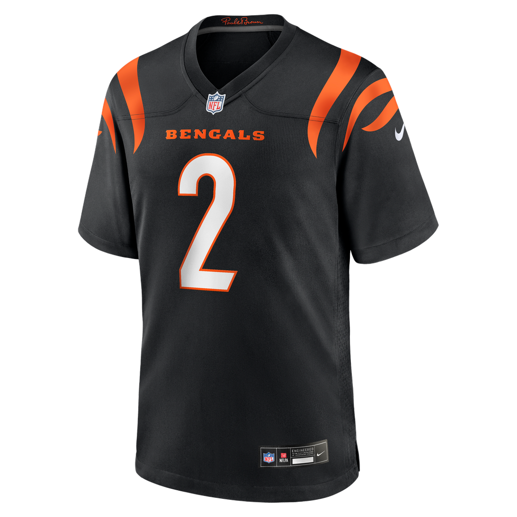 Cincinnati Bengals Evan McPherson Black Game Jersey product image 2, provided for visual reference and product detail review