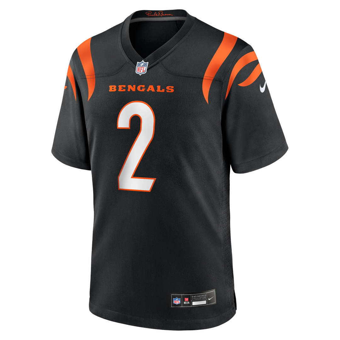 Cincinnati Bengals Evan McPherson Black Game Jersey product image 2, provided for visual reference and product detail review