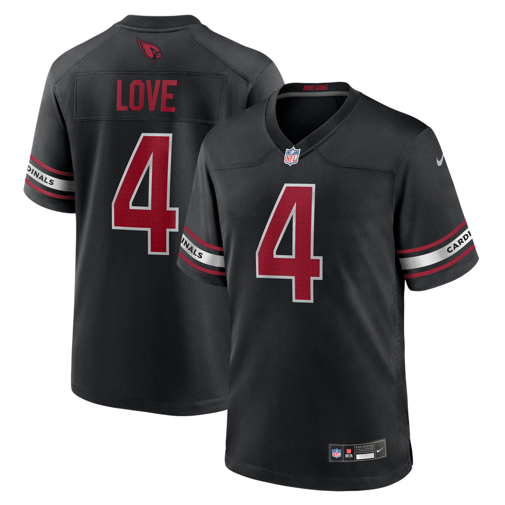 Arizona Cardinals Jeremiyah Love Black Alternate Game Player Jersey product image 1, provided for visual reference and