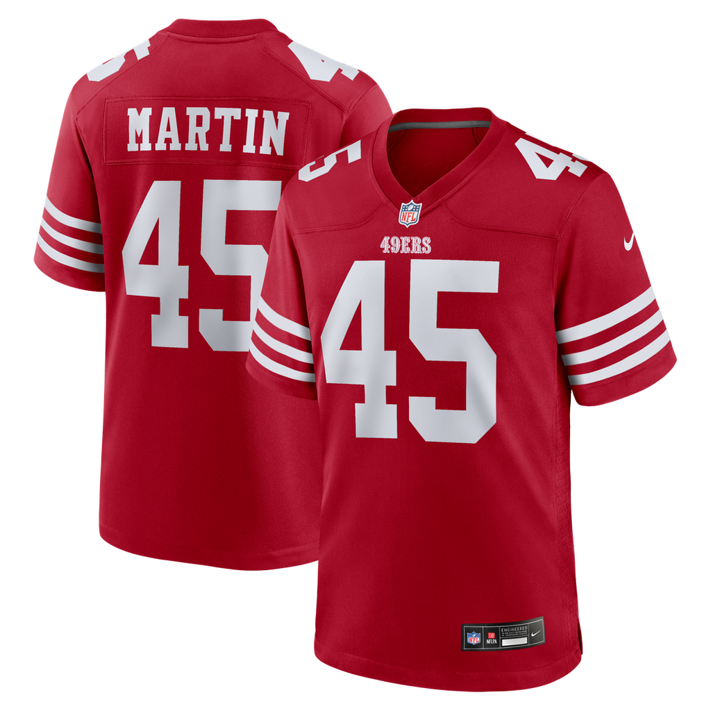 San Francisco 49ers Nick Martin Scarlet Team Game Jersey product image 1, provided for visual reference and product detail