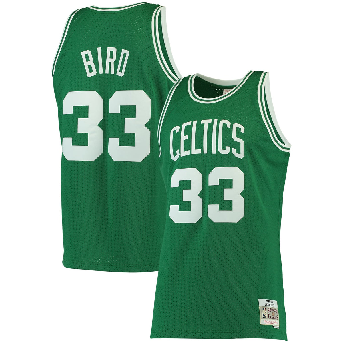 Boston Celtics Larry Bird Mitchell & Ness Kelly Green 1985/86 Big & Tall Hardwood Classics Swingman Jersey for Men product