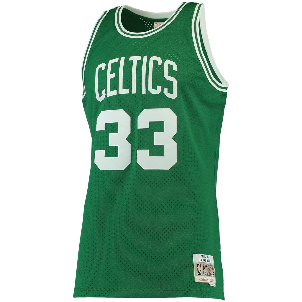 Boston Celtics Larry Bird Mitchell & Ness Kelly Green 1985/86 Big & Tall Hardwood Classics Swingman Jersey for Men product
