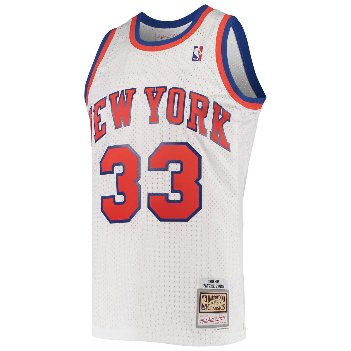 New York Knicks Patrick Ewing Mitchell & Ness White 1985/86 Hardwood Classics Swingman Jersey for Men product image 3,