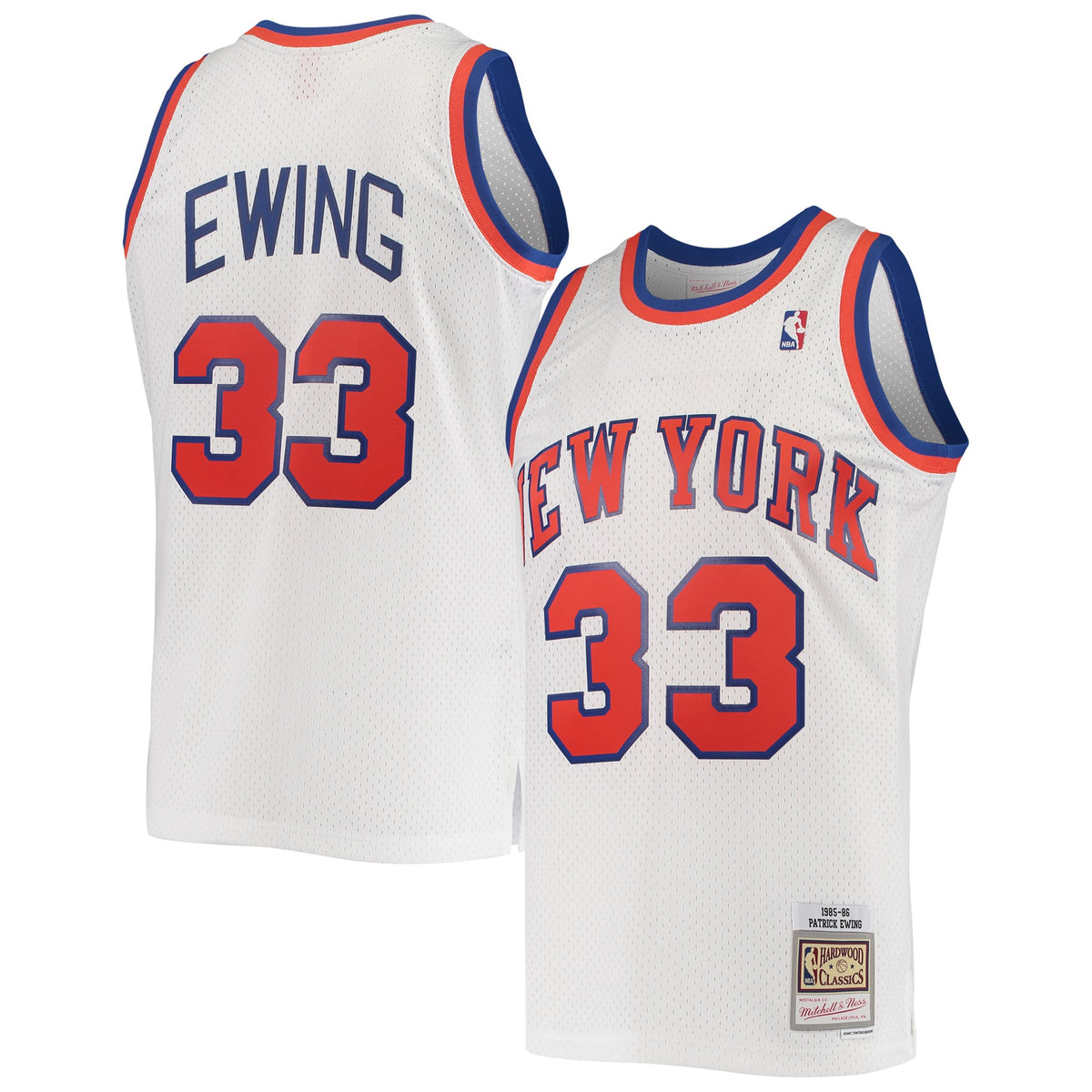 New York Knicks Patrick Ewing Mitchell & Ness White 1985/86 Hardwood Classics Swingman Jersey for Men product image 1,