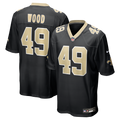New Orleans Saints Zach Wood Black Game Jersey product image 1, provided for visual reference and product detail review