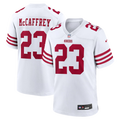 San Francisco 49ers Christian McCaffrey White Game Player Jersey product image 1, provided for visual reference and product