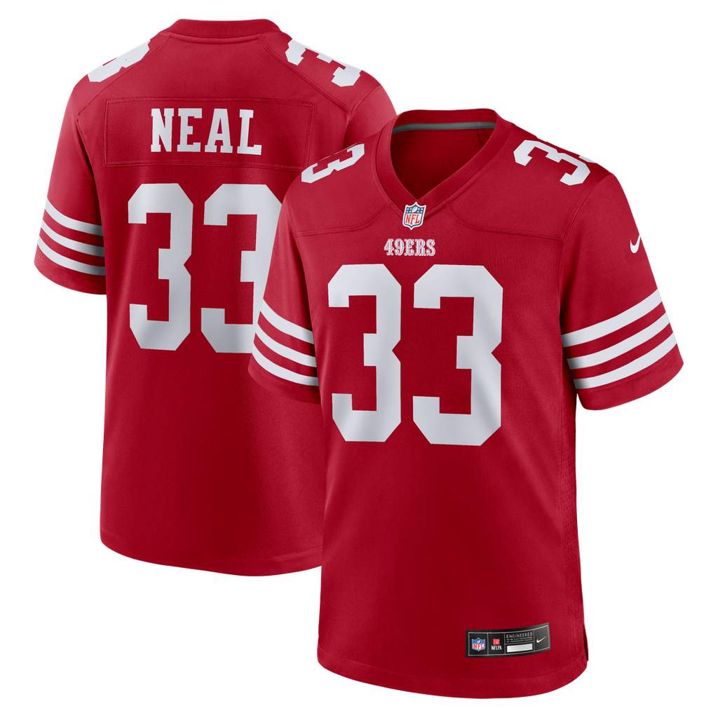 San Francisco 49ers Siran Neal Scarlet Team Game Jersey product image 1, provided for visual reference and product detail