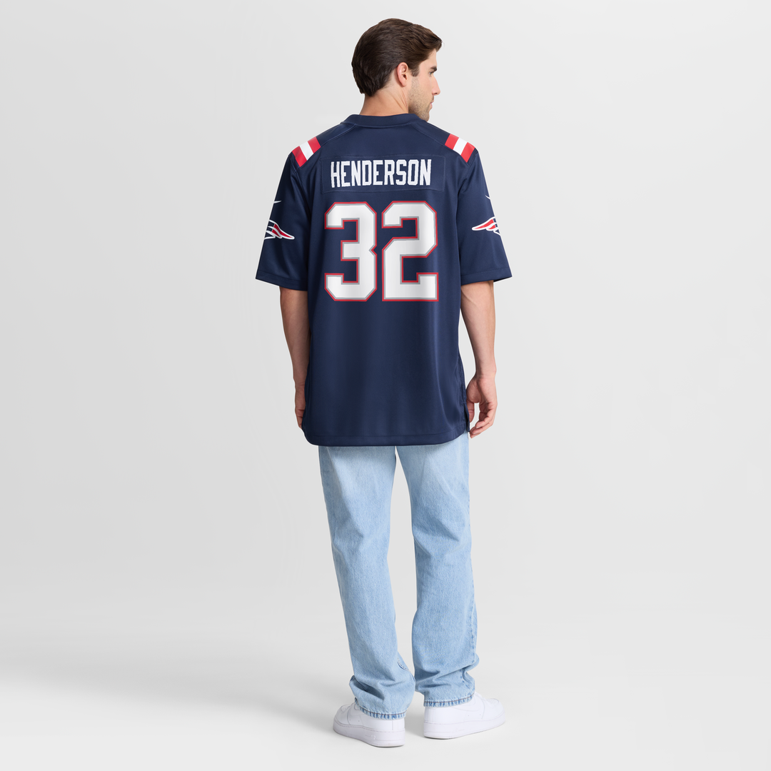 New England Patriots TreVeyon Henderson Navy 2025 NFL Draft Game Jersey product image 16, provided for visual reference and