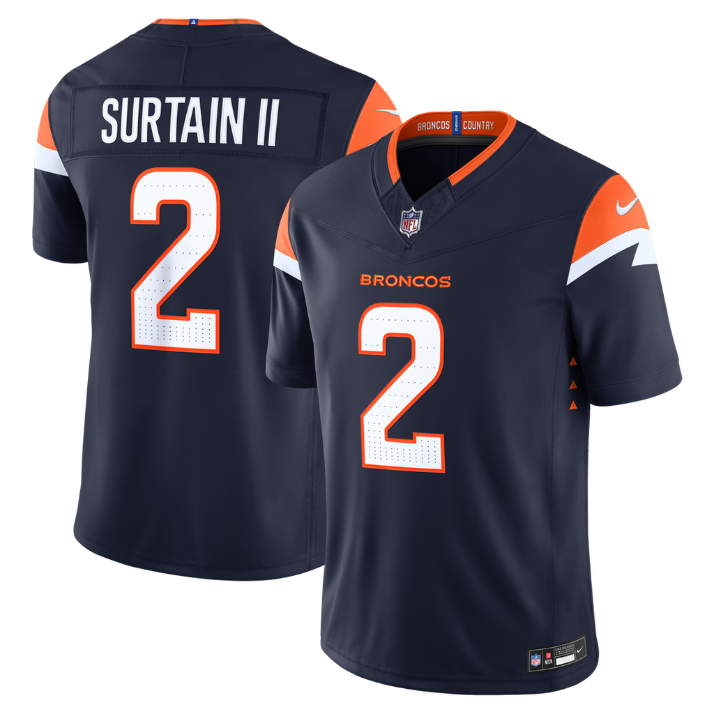 Denver Broncos Pat Surtain II Navy Alternate Vapor F.U.S.E. Stitched Limited Jersey product image 4, provided for visual